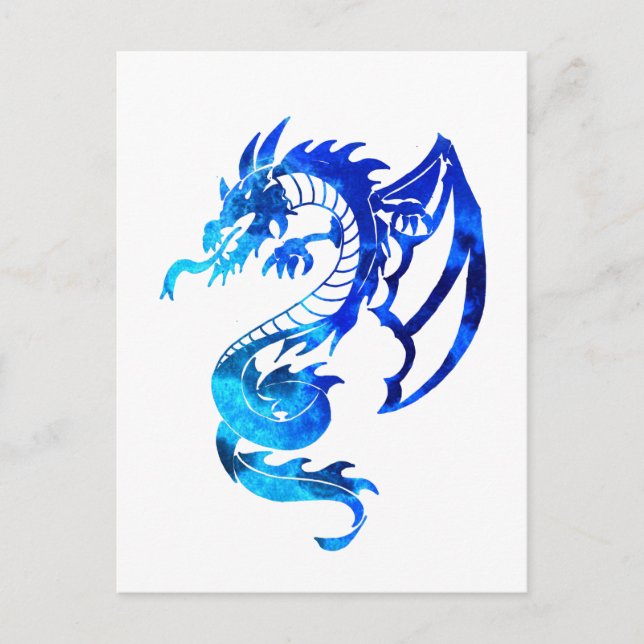 Blue Tribal Tattoo Dragon Postkarte (Vorderseite)
