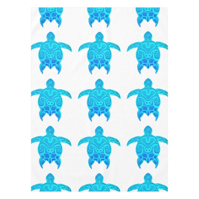 Blue Tribal Turtle Tischdecke (Vorderseite)