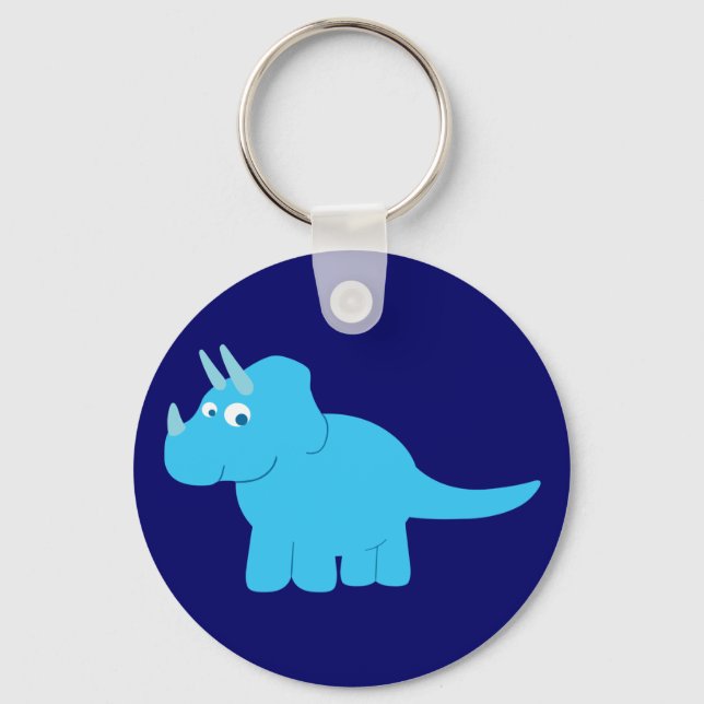 Blue Triceratops Dinosaurier Schlüsselanhänger (Vorderseite)