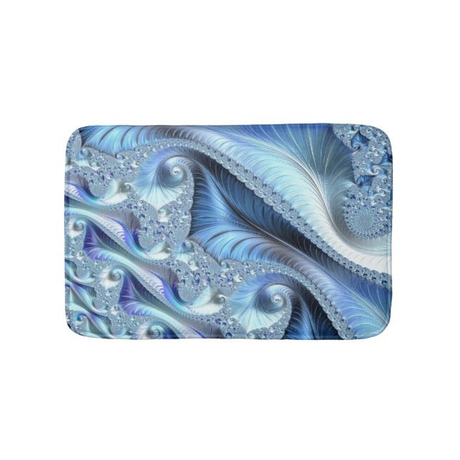 Blue Trippy Psychedelic Fine Fraktal Art Badematte (Vorderseite)