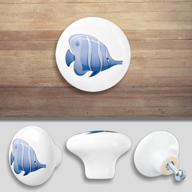Blue Tropical Fish Cartoon Cabinet Door Pull Keramikknauf (Von Creator hochgeladen)