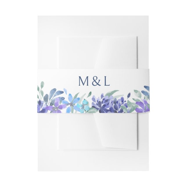 Blue Tropical Floral Wedding Einladungsbanderole (Vorderseite Beispiel)