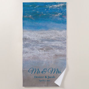 Blue Tropical Ocean Waves Hochzeit am Strand Strandtuch