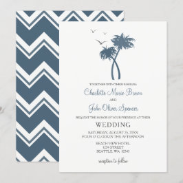 Blue Tropical Palm Tree Hochzeiten Einladungen