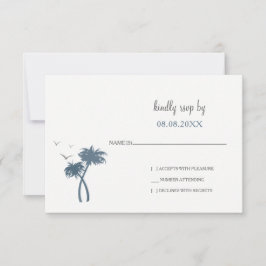 Blue Tropical Palm Tree Wedding rsvp Karte