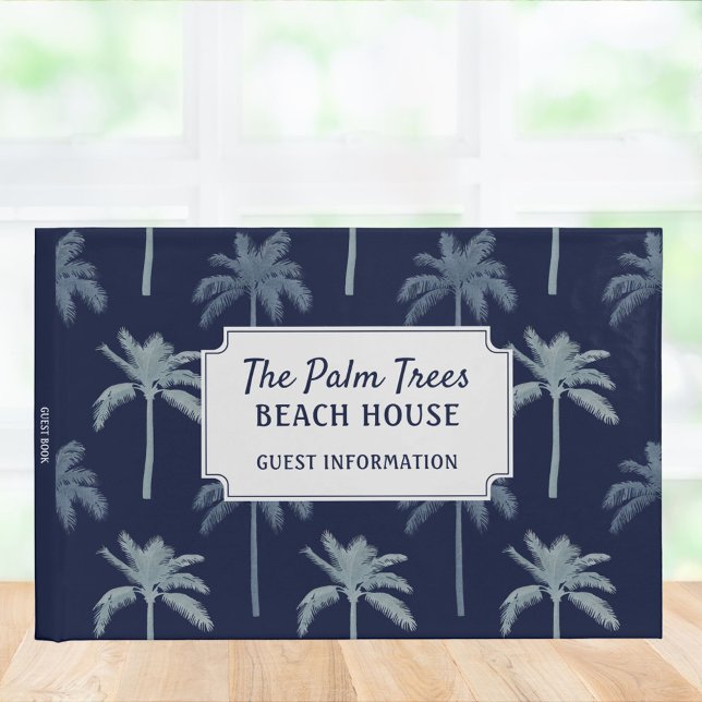 Blue Tropical Palm Trees Beach House Gästebuch (In situ)