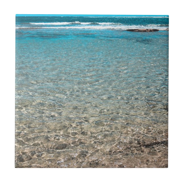 Blue Tropical Sea Beach Fliese (Vorderseite)