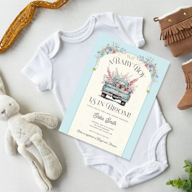 Blue Truck Baby in Bloom Baby Dusche Einladung (Von Creator hochgeladen)