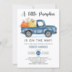 Blue Truck Ein kleines Pumpkin Boy Fall Baby Dusch Einladung
