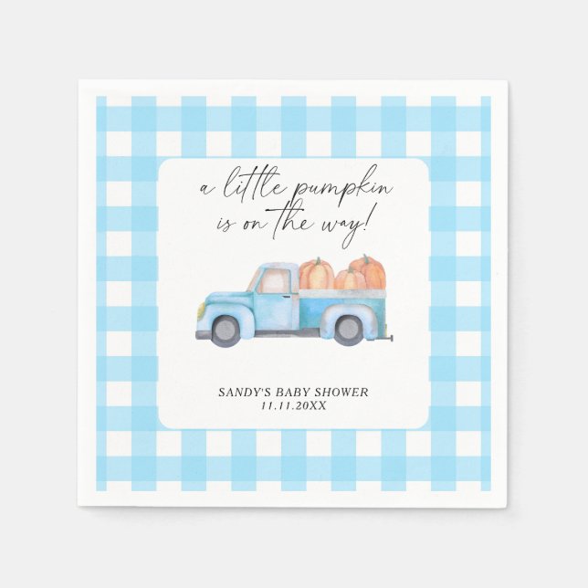 Blue Truck ein kleines Pumpkin Fall Baby Dusche Serviette (Vorderseite)