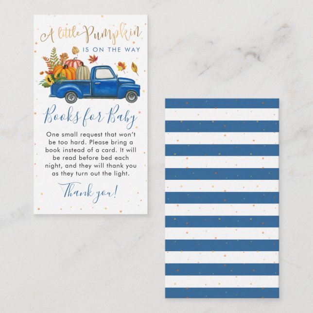 Blue Truck Fall Pumpkin Baby Duschbücher für Baby Begleitkarte (Vorne/Hinten)