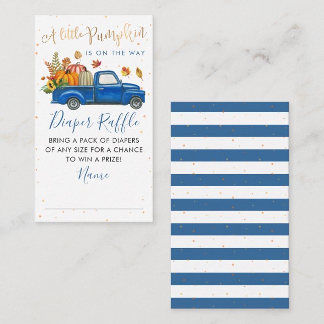 Blue Truck Fall Pumpkin Baby Duschdusche Windelwan Begleitkarte (Vorne/Hinten)