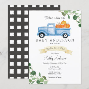 Blue Truck Pumpkin Baby Dusche Einladung