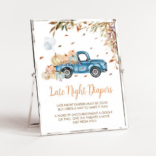 Blue Truck Pumpkin Spate Night Diapers Baby Dusche Poster