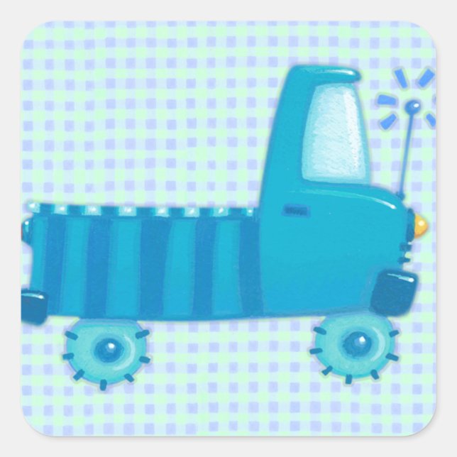 Blue Truck Quadratischer Aufkleber (Vorderseite)