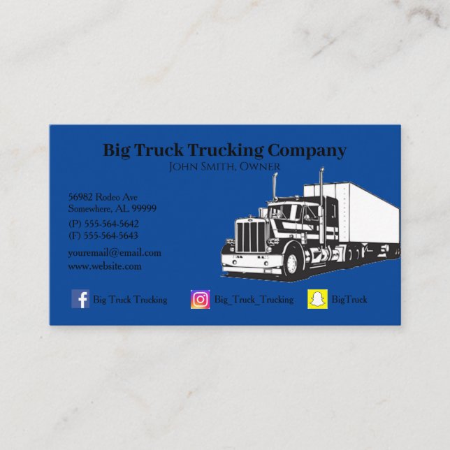 Blue Trucking Company Visitenkarte (Vorderseite)