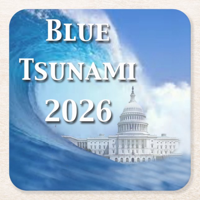 Blue Tsunami Election 2026 Rechteckiger Pappuntersetzer (Vorderseite)