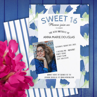 Blue Tulip Sweet 16 Einladungen