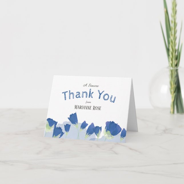 Blue Tulips Sweet 16 Danke Karte (Vorderseite)