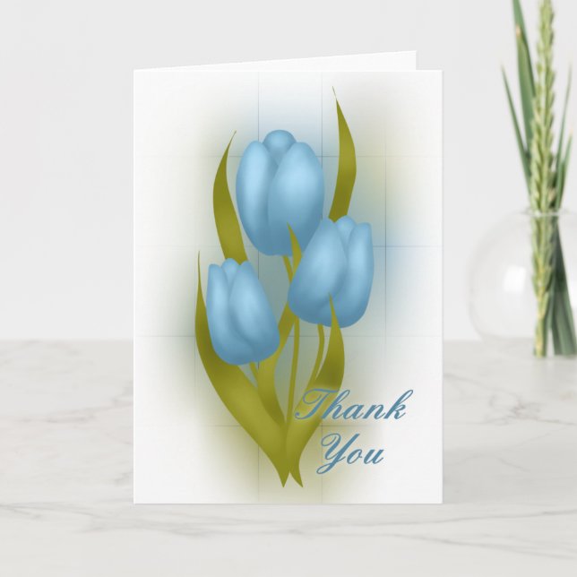 Blue Tulips Thank You Card Dankeskarte (Vorderseite)