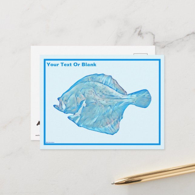 Blue Turbot Postkarte (Vorderseite/Rückseite Beispiel)