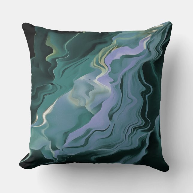 Blue Turbulence Acrylic Pour Abstrakt Art Kissen (Vorderseite)