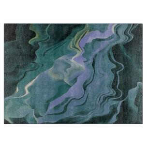 Blue Turbulence Acrylic Pour Abstrakt Art Schneidebrett