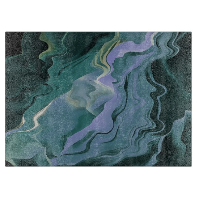 Blue Turbulence Acrylic Pour Abstrakt Art Schneidebrett (Vorderseite)