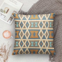 Blue Türkis Aquamarin Orange Tan Brown Tribal Art