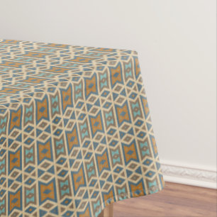 Blue Türkis Aquamarin Orange Tan Brown Tribal Art Tischdecke