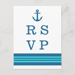 Blue Türkise Nautical Anchor UAWG Postcard Einladungspostkarte
