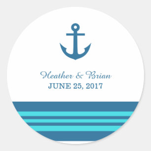Blue Türkise Nautical Anchor Wedding Stickers