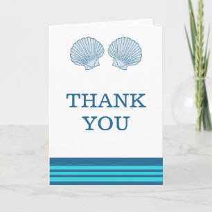 Blue Türkise Nautical Seashells Danke Karte