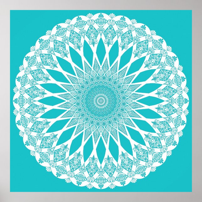 Blue Türkise Tristyns Mandala Poster (Vorne)