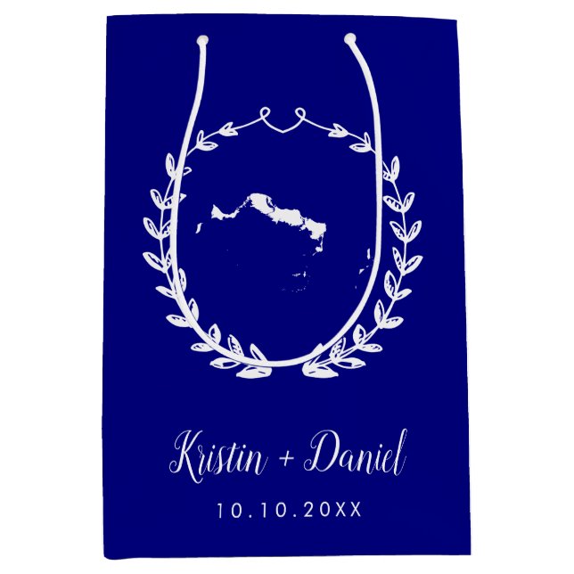 Blue Turks und Caico Map Wedding Welcome Swag Mittlere Geschenktüte (Vorderseite)