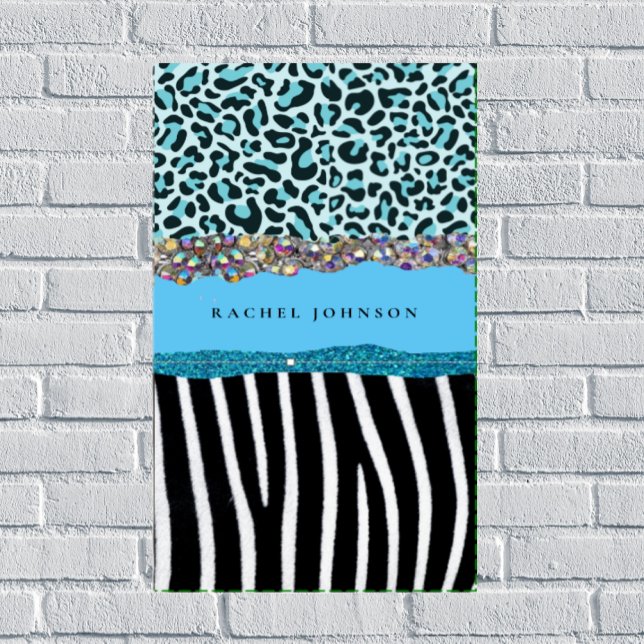 Blue Turquoise Black Turquoise Girl Moderne Glam R (Créateur téléchargé)