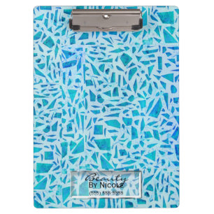 Blue Turquoise Mosaic Glass Til Modern Chic Klemmbrett