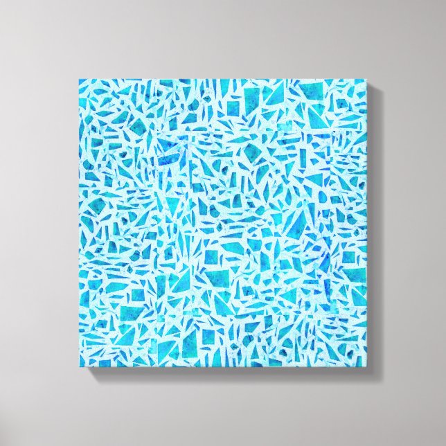 Blue Turquoise Mosaic Glass Til Modern Chic Leinwanddruck (Vorderseite)