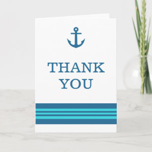 Blue Turquoise Nautical Anchor Danke Karte