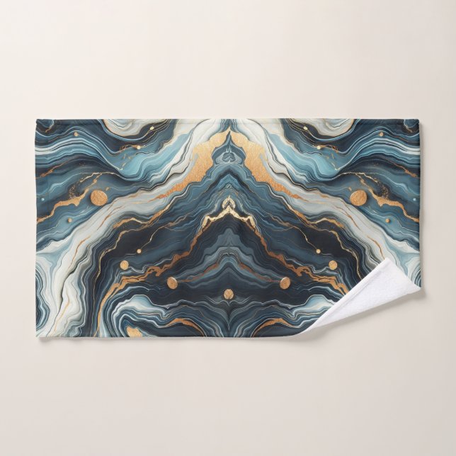 Blue Turquoise Or Agate moderne Glam Mariage éléga (Serviette à main)