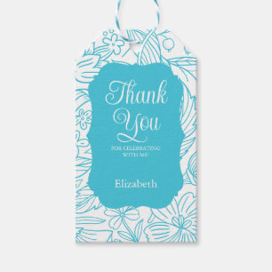 Blue Turquoise White Flora Girl Geburtstag Vielen  Geschenkanhänger