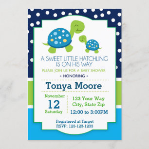 Blue Turtle Baby Shower Invitation (Boy) Einladung