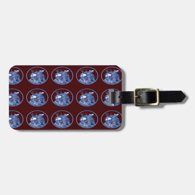 Blue Twilight Exotic Wild Jungle Leopard Gepäckanhänger (Vorderseite horizontal)