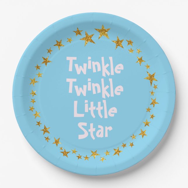 Blue Twinkle Little Star Baby Boy Party Teller (Vorderseite)