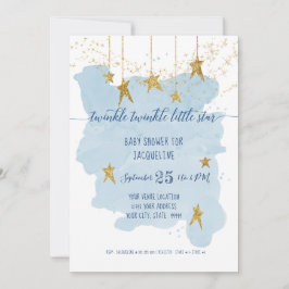 Blue Twinkle Little Star Gold Boy Baby Dusche Einladung