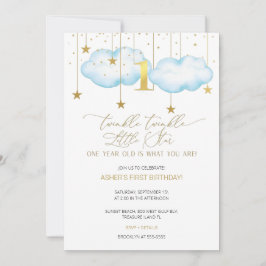 Blue Twinkle Twinkle Little Star Erster Geburtstag Einladung