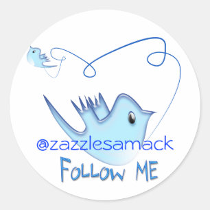 Blue Twitter Bird folgen Runder Aufkleber