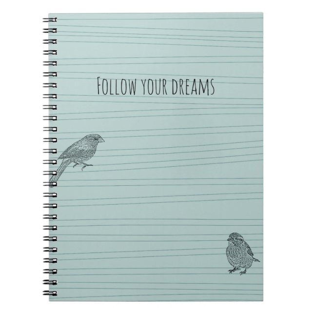 Blue Two birds following their dreams Notizblock (Vorderseite)