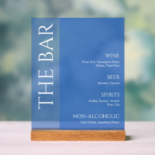 Blue Two Tone Wedding Bar Menu Acrylschild