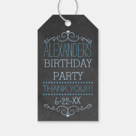 Blue Typografy Chalkboard Look- Birthday Party Geschenkanhänger